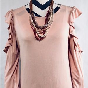 Chanel Karl Lagerfeld Pink Ruffle Sleeve Top*